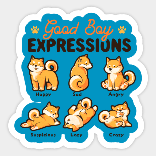 Good Boy Expressions - Cute Shiba Inu Dog Gift Sticker